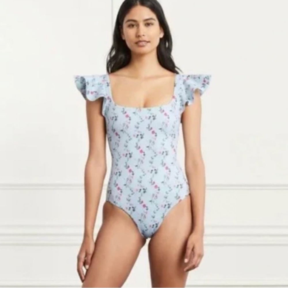 NWT HILL HOUSE Rosie one piece swimsuit in Blue Pond Floral - women’s swimwear